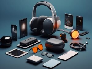 futuristic gadgets showcase lineup sleek modern technological devices